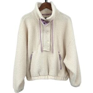 UNIVERSAL THREAD Womens XL Ivory & Purple Faux Shearling Pullover 1/2 Zip Jacket